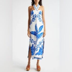 NWT Farm Rio Blue Yard Halter Dress